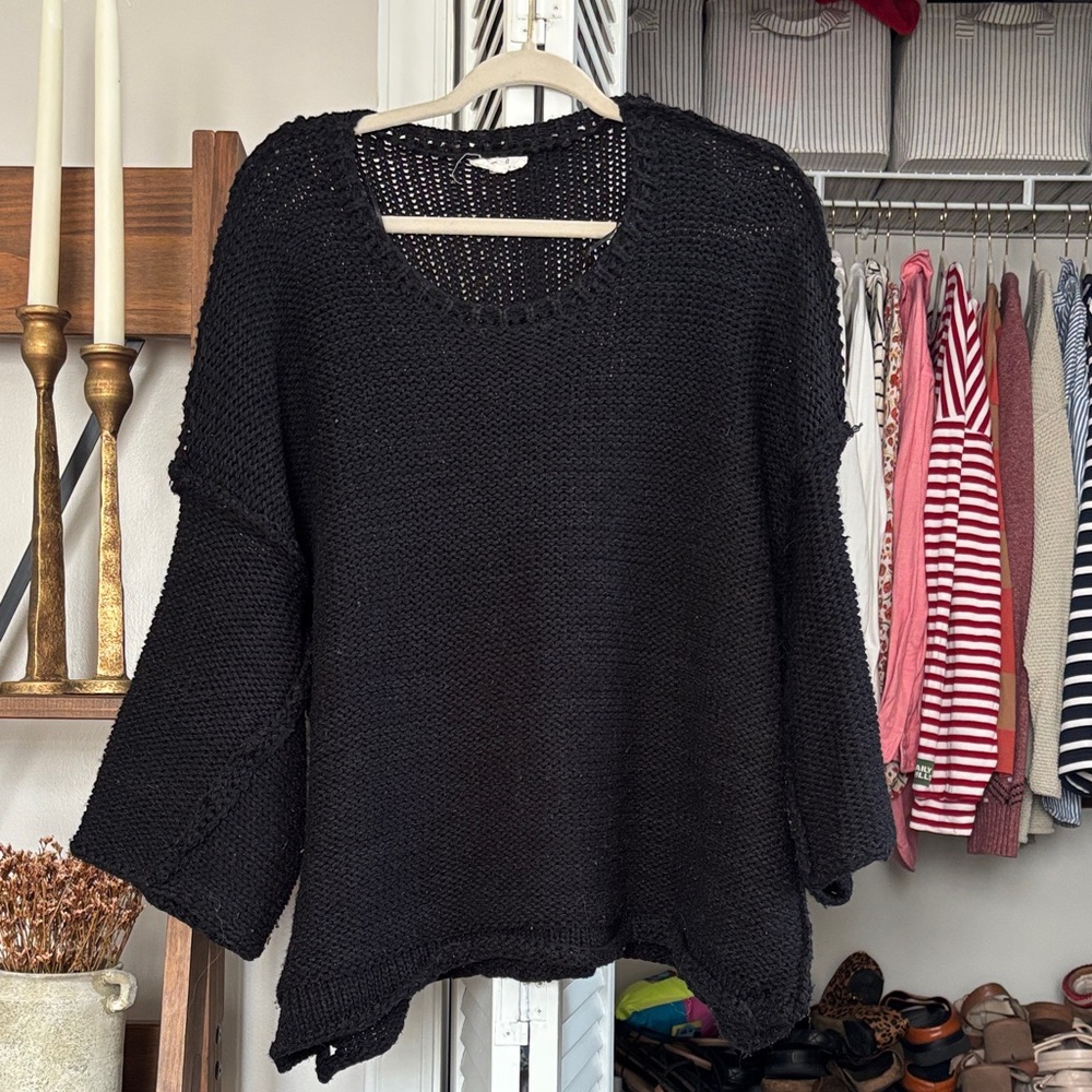 Boutique Oversized Black Knit Sweater